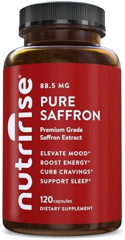Suplementos de Azafrán NutriRise 120 Cápsulas, 88.5mg Extracto Puro - Suministro para 4 Meses para Ánimo, Energía, Sueño, Estrés y Soporte de - imagen 1