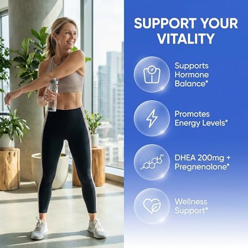 Suplemento DHEA 200mg y Pregnenolona 100mg para Hombres y Mujeres con DIM, Ashwagandha, Boro 6mg, Calcio, Magnesio, Zinc 50mg y Vitamina D3 5000 IU - - imagen 2