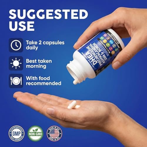 Suplemento DHEA 200mg y Pregnenolona 100mg para Hombres y Mujeres con DIM, Ashwagandha, Boro 6mg, Calcio, Magnesio, Zinc 50mg y Vitamina D3 5000 IU - - imagen 8