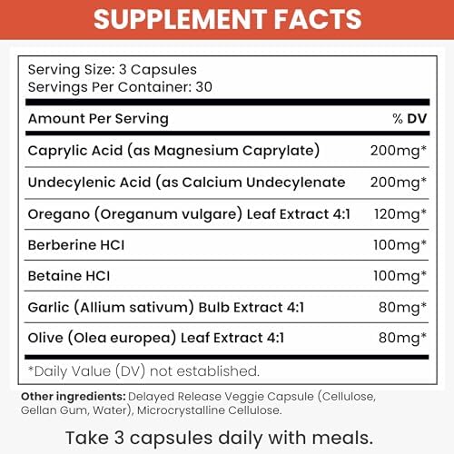 Balance ONE Suplemento de Limpieza y Detoxificación Candida para Hombres y Mujeres – Soporte para Levadura con Ácido Caprílico, Orégano, Berberina y - imagen 7