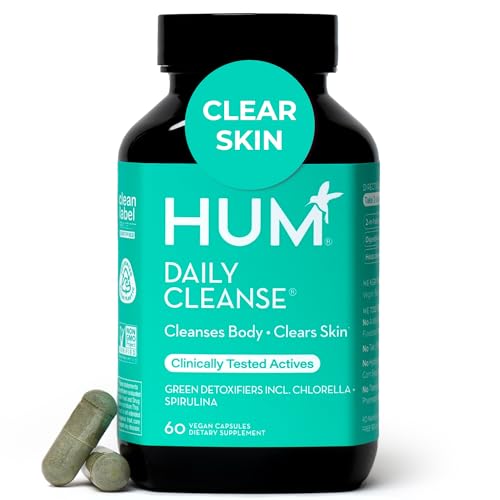 Suplementos HUM Daily Cleanse para el Acné, Limpieza Digestiva Suave para Piel Clara, Zinc, Espirulina, Clorela, Hierbas Detox, 60 Cápsulas - imagen 1