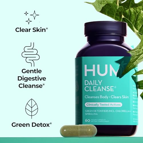 Suplementos HUM Daily Cleanse para el Acné, Limpieza Digestiva Suave para Piel Clara, Zinc, Espirulina, Clorela, Hierbas Detox, 60 Cápsulas - imagen 2