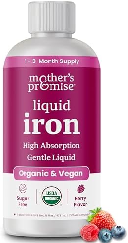 Suplemento de Hierro Líquido Orgánico para Mujeres, Hombres y Niños con Vitamina C | Sabor Natural a Berries Sin Azúcar, Vegano y No Estreñidor - imagen 1