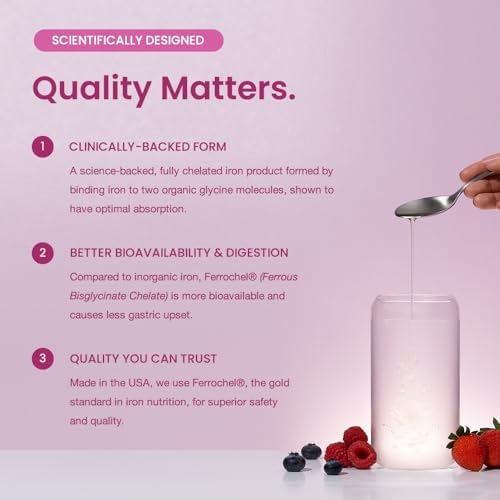 Suplemento de Hierro Líquido Orgánico para Mujeres, Hombres y Niños con Vitamina C | Sabor Natural a Berries Sin Azúcar, Vegano y No Estreñidor - imagen 5