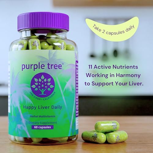 Suplemento Diario Happy Liver de Purple Tree | Apoyo Hepático con Cardo Mariano, Diente de León, Alcachofa, Cúrcuma y Glutatión Liposomal | - imagen 2