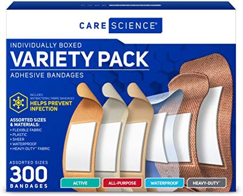 Paquete de Vendas de Variedad Care Science, 300 piezas en tamaños surtidos | Incluye Active, Multiusos, Impermeables y Resistentes | Protección - imagen 1