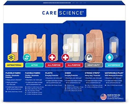 Paquete de Vendas de Variedad Care Science, 300 piezas en tamaños surtidos | Incluye Active, Multiusos, Impermeables y Resistentes | Protección - imagen 7