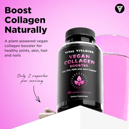Vital Vitamins Colágeno Vegano - Con Sílice y Ácido Hialurónico - Suplemento a Base de Plantas - Apoya Cabello, Piel, Uñas y Articulaciones - 60 - imagen 2
