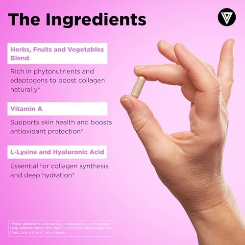 Vital Vitamins Colágeno Vegano - Con Sílice y Ácido Hialurónico - Suplemento a Base de Plantas - Apoya Cabello, Piel, Uñas y Articulaciones - 60 - imagen 5