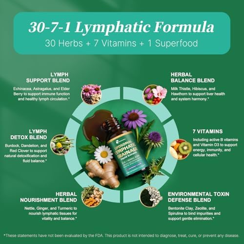 Suplementos Liposomales para Drenaje Linfático con Mezcla Herbal 30 en 1 - Equinácea | Orégano | Cardo Mariano - Gotas Sin Azúcar para el Sistema - imagen 3