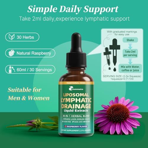 Suplementos Liposomales para Drenaje Linfático con Mezcla Herbal 30 en 1 - Equinácea | Orégano | Cardo Mariano - Gotas Sin Azúcar para el Sistema - imagen 6