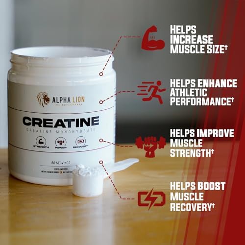 ALPHA LION Creatina Monohidratada en Polvo, 5000mg por Porción (5g), Mejora Fuerza Muscular y Rendimiento Atlético, 60 Porciones, Sin Sabor - imagen 3