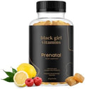 Vitaminas Black Girl - Gomitas Prenatales para Mujeres con Ácido Fólico para la Salud Ósea, Sin Gluten, (Frambuesa-Limonada), 60 piezas - imagen 1