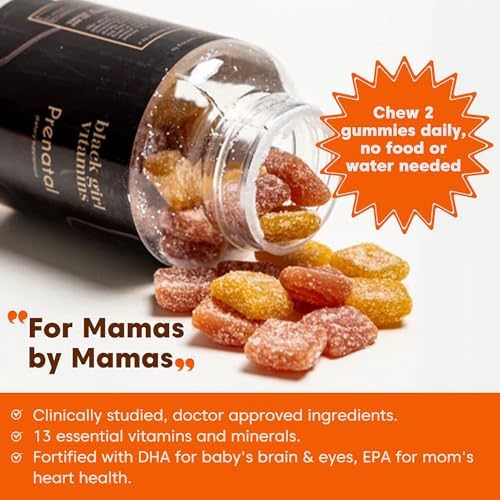 Vitaminas Black Girl - Gomitas Prenatales para Mujeres con Ácido Fólico para la Salud Ósea, Sin Gluten, (Frambuesa-Limonada), 60 piezas - imagen 4