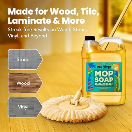 Jabón para Trapeador Auralina - Fórmula Concentrada de Olas Brasileñas - Limpiador de Pisos Aromatizado para Madera, Cerámica y Laminado - 32 oz, - imagen 3