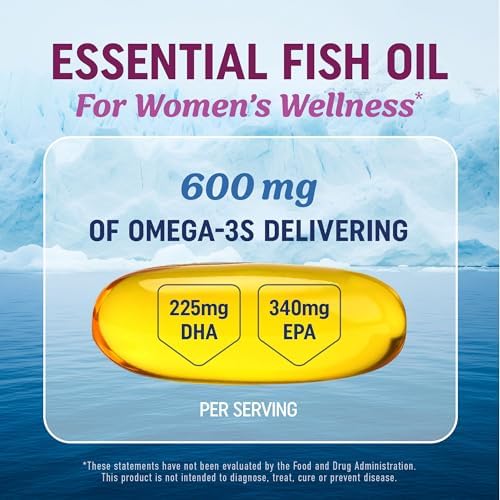 Suplementos de Aceite de Pescado Omega 3 para Mujeres | DHA + EPA | Salud Cardiaca, Equilibrio Hormonal, Piel y Bienestar | 600MG Omega 3 + 800MG - imagen 2