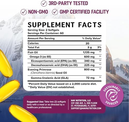 Suplementos de Aceite de Pescado Omega 3 para Mujeres | DHA + EPA | Salud Cardiaca, Equilibrio Hormonal, Piel y Bienestar | 600MG Omega 3 + 800MG - imagen 6