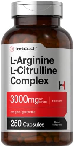 Complejo de L-Arginina y L-Citrulina Horbäach | 3000mg | 250 Cápsulas | Suplemento Sin OGM y Libre de Gluten - imagen 1
