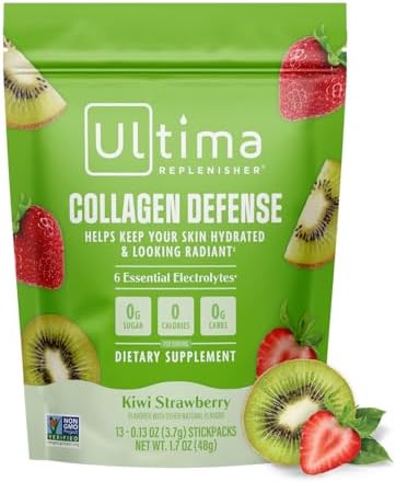 Suplemento de Colágeno Ultima Replenisher y Electrolitos en Polvo - Kiwi Fresa, 13 Stickpacks - Paquetes de Hidratación con Dermaval y Biotina para - imagen 1