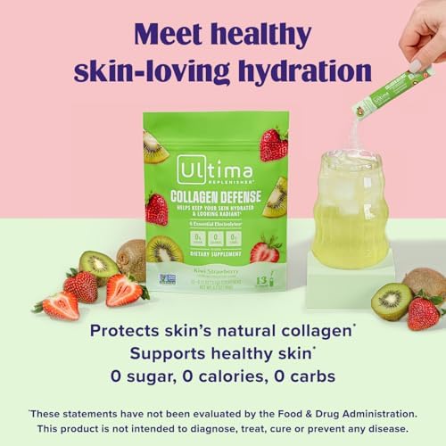 Suplemento de Colágeno Ultima Replenisher y Electrolitos en Polvo - Kiwi Fresa, 13 Stickpacks - Paquetes de Hidratación con Dermaval y Biotina para - imagen 3