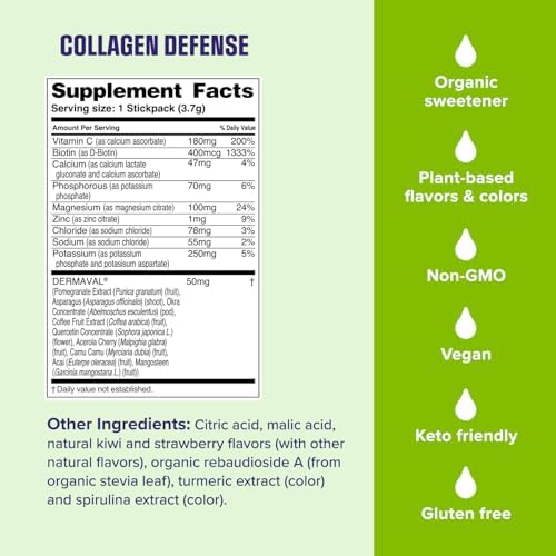 Suplemento de Colágeno Ultima Replenisher y Electrolitos en Polvo - Kiwi Fresa, 13 Stickpacks - Paquetes de Hidratación con Dermaval y Biotina para - imagen 5