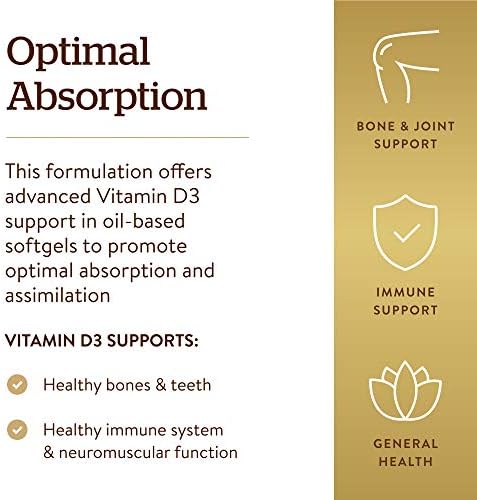 Solgar Vitamina D3 Cholecalciferol 250 MCG 10000 IU Softgels, 180 Cápsulas, Apoya Huesos, Dientes y Sistema Inmunológico, Sin GMO, Sin Gluten ni - imagen 4