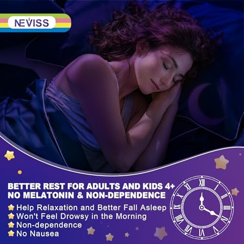 Gomitas de Magnesio y Calcio Neviss para Adultos y Niños 4+, Sin Melatonina, Sin Azúcar, Suplemento con B6 D3 y L-Teanina para Relajación y Sueño - imagen 4