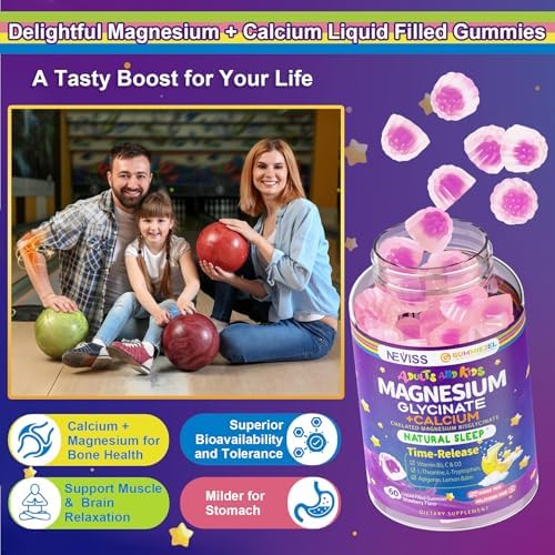 Gomitas de Magnesio y Calcio Neviss para Adultos y Niños 4+, Sin Melatonina, Sin Azúcar, Suplemento con B6 D3 y L-Teanina para Relajación y Sueño - imagen 6