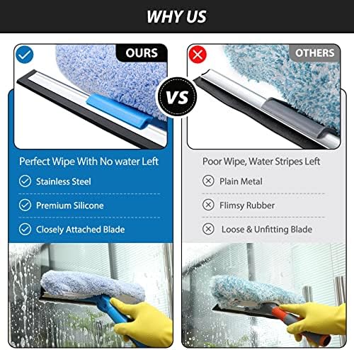 Limpiador de Ventanas VITEVER Profesional de 69'' con Mango Extensible, 2 en 1 con Raspador y Cabezal Giratorio, 1 Cuchilla y 2 Raspadores - imagen 3