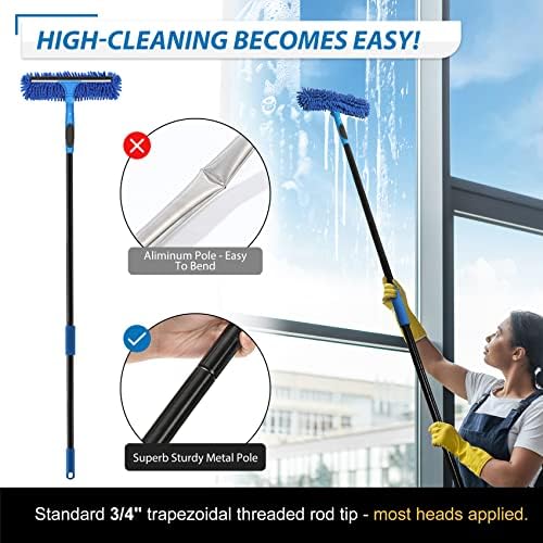 Limpiador de Ventanas VITEVER Profesional de 69'' con Mango Extensible, 2 en 1 con Raspador y Cabezal Giratorio, 1 Cuchilla y 2 Raspadores - imagen 4