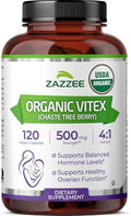 Zazzee Extracto de Vitex Orgánico USDA 4:1, 120 Cápsulas Veganas, Suministro para 4 Meses, Apoyo Hormonal y del Ciclo para Mujeres, Kosher, No GMO, - imagen 1