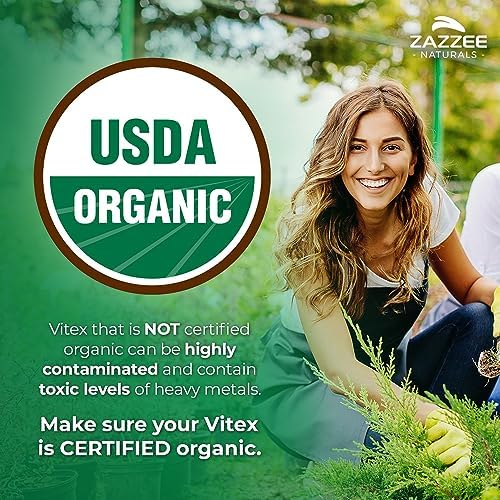 Zazzee Extracto de Vitex Orgánico USDA 4:1, 120 Cápsulas Veganas, Suministro para 4 Meses, Apoyo Hormonal y del Ciclo para Mujeres, Kosher, No GMO, - imagen 2