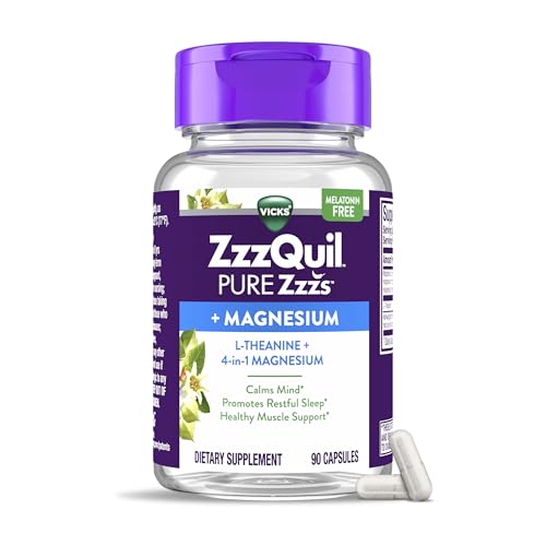 ZzzQuil Pure Zzzs Cápsulas con Magnesio, L-Theanina y Magnesio, Ayuda para Dormir, 4 en 1: Citrato, Bisglicinato, Óxido y Carbonato, 90 Cápsulas para - imagen 3