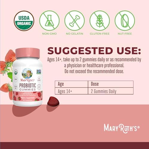 Gomitas Probióticas Orgánicas MARYRUTH'S | Soporte Digestivo e Inmunológico | 5 Mil Millones CFU | Veganas, Sin OGM, Sin Gluten | 60 Unidades - imagen 3