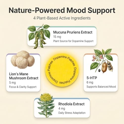 Parche de Dopamina Woertru Extra Fuerte – 90 Piezas, Parche Vegano a Base de Plantas para el Equilibrio del Ánimo – Suministro para 3 Meses - imagen 4