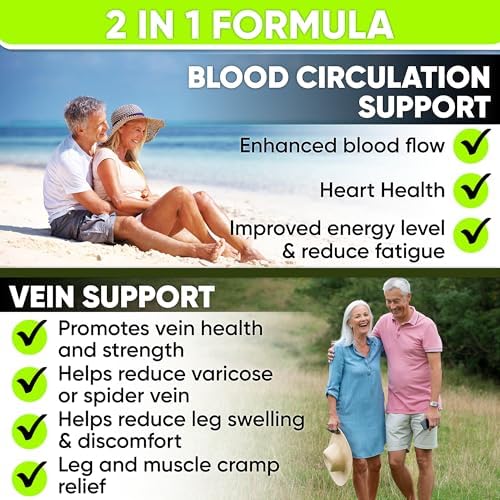 Suplementos para la Circulación Sanguínea y Soporte Venoso - Mejora el Flujo Sanguíneo, Circulación en Piernas, Salud del Corazón y Varices. Con - imagen 2