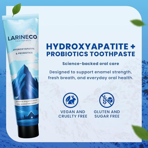 Pasta Dental Larineco Nano Hidroxiapatita – Sin Sulfatos, Remineralizante – Cuidado del Esmalte, Blanqueamiento Suave, Para Dientes Sensibles – 4oz - imagen 2