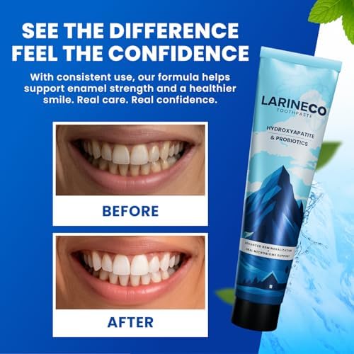 Pasta Dental Larineco Nano Hidroxiapatita – Sin Sulfatos, Remineralizante – Cuidado del Esmalte, Blanqueamiento Suave, Para Dientes Sensibles – 4oz - imagen 3