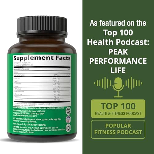 Suplemento de 9 Aminoácidos Esenciales. Cápsulas con 3X Más Leucina para Recuperación y Crecimiento Muscular. EAA Mejor que BCAA para Hombres y - imagen 6