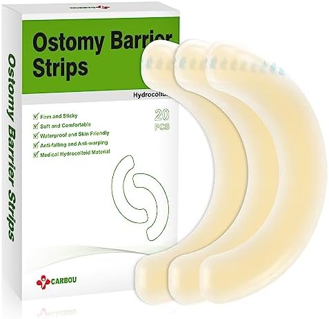 Carbou 20 Piezas de Tiras Elásticas para Barrera de Ostomía - Hidrocoloide Médico Impermeable y Adhesivo para Bolsas de Colostomía - imagen 1