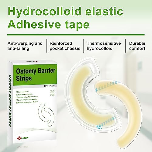 Carbou 20 Piezas de Tiras Elásticas para Barrera de Ostomía - Hidrocoloide Médico Impermeable y Adhesivo para Bolsas de Colostomía - imagen 2