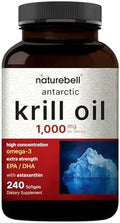 NatureBell Aceite de Kril Antártico 1,000mg - 240 Cápsulas Blandas - Soporte Omega-3 para Corazón, Articulaciones e Inmunidad - Alto EPA DHA con - imagen 1