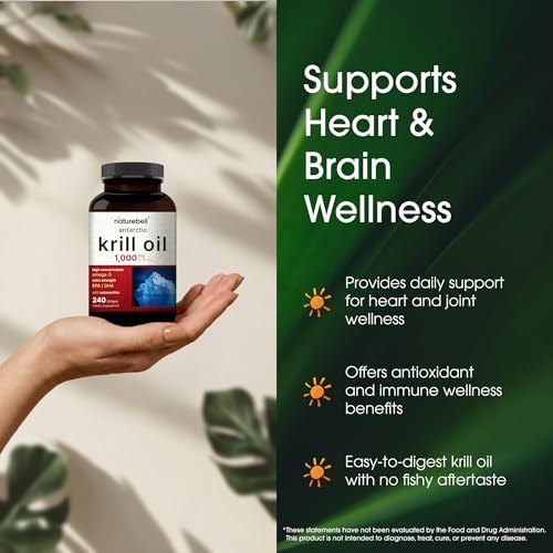 NatureBell Aceite de Kril Antártico 1,000mg - 240 Cápsulas Blandas - Soporte Omega-3 para Corazón, Articulaciones e Inmunidad - Alto EPA DHA con - imagen 4
