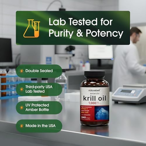 NatureBell Aceite de Kril Antártico 1,000mg - 240 Cápsulas Blandas - Soporte Omega-3 para Corazón, Articulaciones e Inmunidad - Alto EPA DHA con - imagen 5