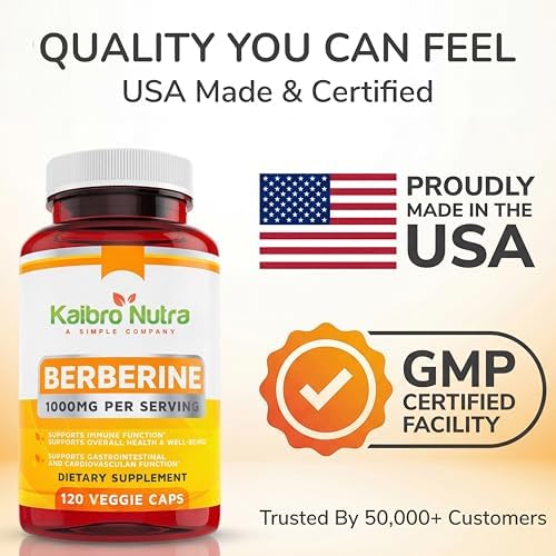 Suplemento de Berberina HCL Kaibro 1000mg - Apoyo al Sistema Inmunológico, Glucosa, Circulación y Salud Gastrointestinal, Vegano y Sin Gluten (120 - imagen 5