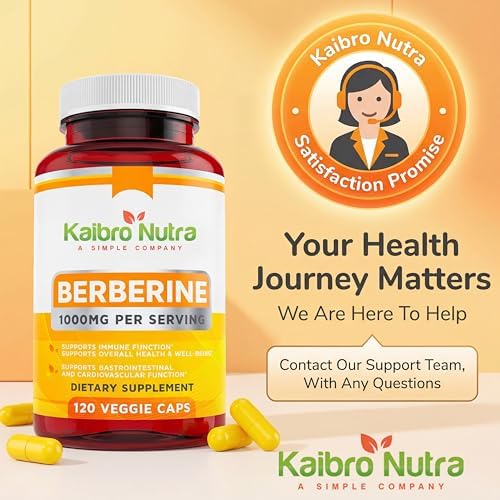 Suplemento de Berberina HCL Kaibro 1000mg - Apoyo al Sistema Inmunológico, Glucosa, Circulación y Salud Gastrointestinal, Vegano y Sin Gluten (120 - imagen 7