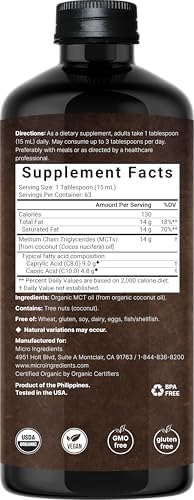 Aceite MCT Orgánico, 32 oz | 100% Coco Virgen con Ácidos Grasos C8 + C10 | Ideal para Café o Aderezos | Sin Sabor, Keto, Vegano - imagen 2