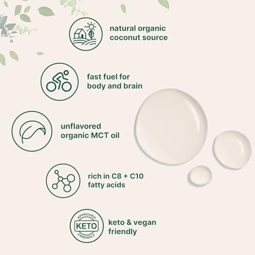 Aceite MCT Orgánico, 32 oz | 100% Coco Virgen con Ácidos Grasos C8 + C10 | Ideal para Café o Aderezos | Sin Sabor, Keto, Vegano - imagen 3