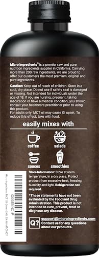 Aceite MCT Orgánico, 32 oz | 100% Coco Virgen con Ácidos Grasos C8 + C10 | Ideal para Café o Aderezos | Sin Sabor, Keto, Vegano - imagen 7