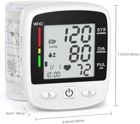 Monitor de Presión Arterial Digital de Muñeca Automático con Manguito Ajustable (13.5 a 19.5 cm) para 2 Usuarios, 180 Memorias, Pantalla LCD Grande, - imagen 8